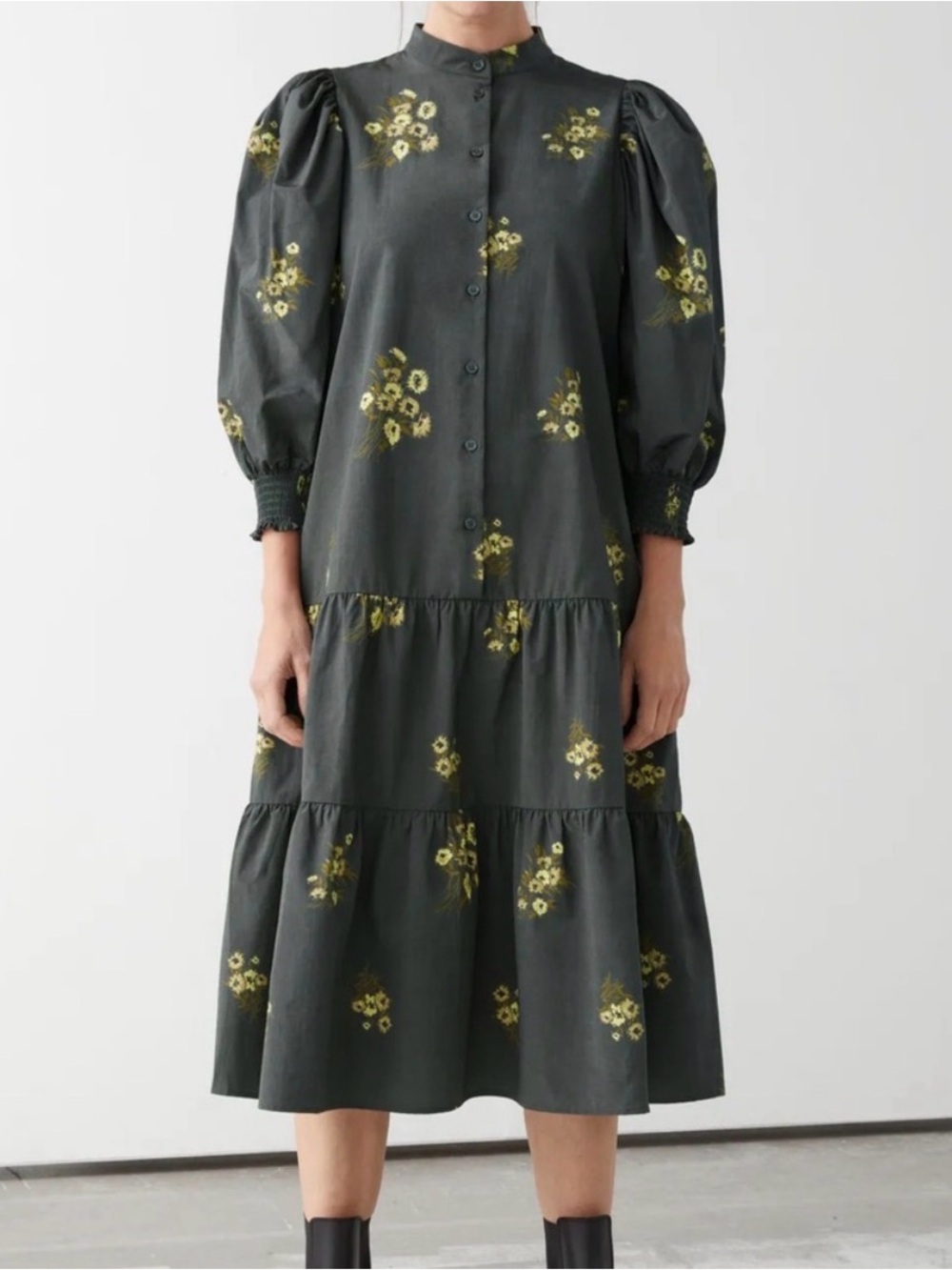 & Other Stories Stockholm Atelier Floral Midi Tiered Dress